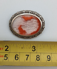 Vintage Glass Intaglio Cameo Sterling Silver 925 Brooch Pin 1.50″