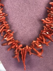 Red Branch Coral Necklace Beachwear 33 grams- 17 Inches Vintage
