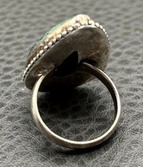 Vintage Silver Ruby Zoisite Ring Teardrop Beaded Bezel Statement Boho Size 8.25
