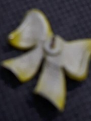 VINTAGE Mustard Yellow Enamel Bow Ribbon Lapel Pin