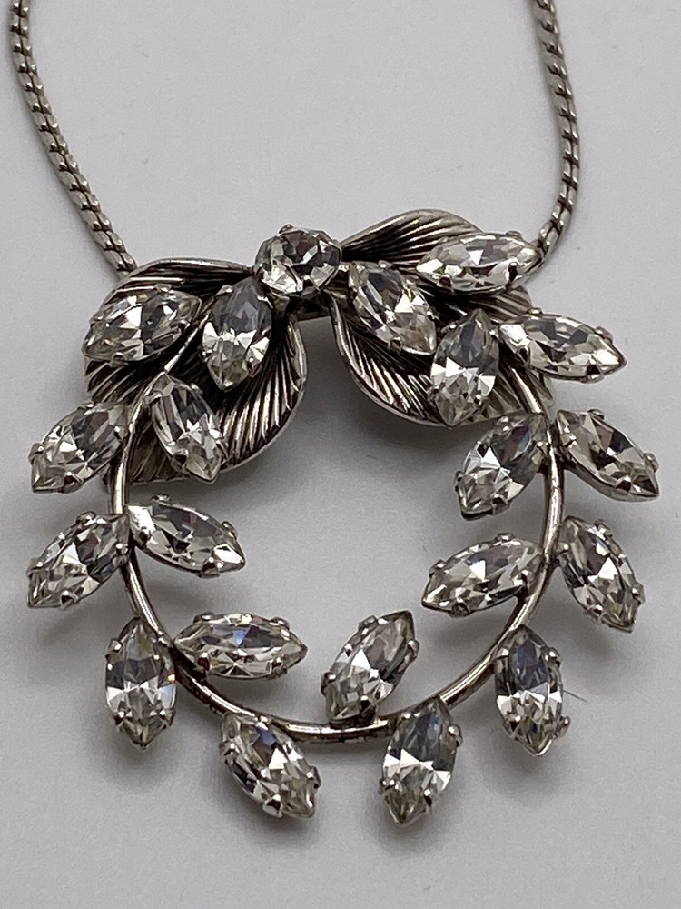 Sterling Van Dell Necklace With Clear Faceted AB Stones 15.5 Inches