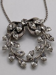 Sterling Van Dell Necklace With Clear Faceted AB Stones 15.5 Inches