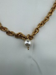 Vintage Napier Necklace Gold Tone Faux Pearl 28”