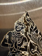 Vintage Alex & Co Sterling Siam Niello Brooch Thai Ramakien Figure Black Silver