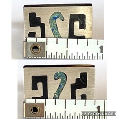VTG Taxco Mexico Sterling Signed AAB Cuff Links Mid century Mod Aztec Black Onyx
