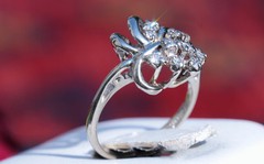 14k white gold swirl ring 0.25ct natural diamond size 4 vintage 3gr Radiant