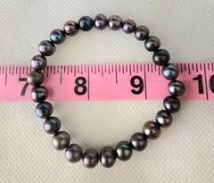 LUMINOUS PEARL 2 BRACELETS W./SHADES OF PURPLE, GREEN, BLUE & LAVENDER (Stretch)