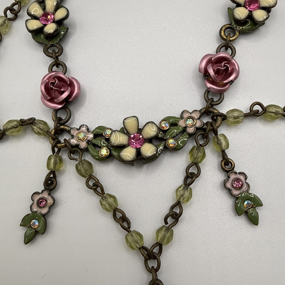 AVON Victorian Revival Swag Necklace Floral Romantic Goth 2001 15” W/ 3”extender