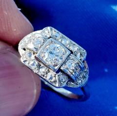 NATURAL EARTH MINED DIAMOND Original Antique Engagement Ring Deco Solitaire 14K