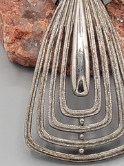 Modernist MCM VINTAGE Large BRUSHED Silver Teardrop PENDANT