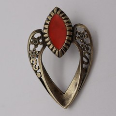 Vintage Val Red Drop Almond Shaped Earings Filigree Pierced Post Back