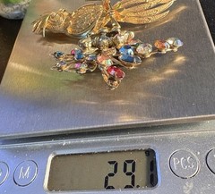 Lot Of Two: Vtg Hobe Parrot, Rhinestone Basket Flower Brooches