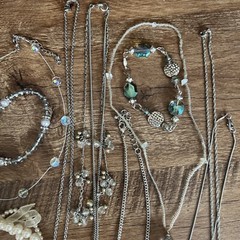 Icy Fairy Jewelry Lot Silver Aurora Bead Necklace Bracelet Charm Rhinestone 21PC
