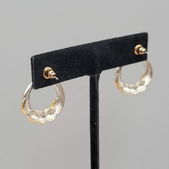 Vintage Two Toned Door Knocker Pierced Earrings Gold tone Dangle 1 1/8″