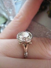 Art Deco Round Cut Lab Created Diamond Engagement 14Ct White Gold Finish Ring