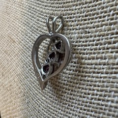 Vintage FAS 925 Sterling Silver Open Heart Pendant | 3 Triple Heart Red