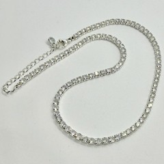 Classic Bling Clear Rhinestone 13 Inch Choker Necklace Silvertone Prong Set