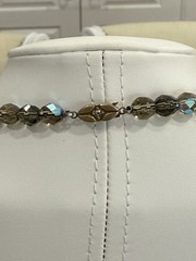 Vintage Smoky Gray AB Waterfall Fringe Statement Faceted Crystal Necklace 20″