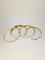 4 VTG BUFFALO HORN Boho Skinny Bangle Bracelets Natural Tan Cream Color