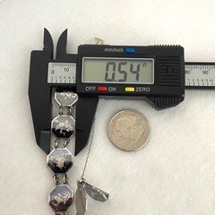 VTG Siam Sterling Silver 925 Niello Black Enamel Panel Bracelet 6.75″