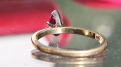 14k yellow gold sz 4.5 ring 0.25ct rhodolite garnet solitaire 1.8g Exclusive N18