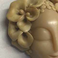 June Metaxides Art Nouveau Necklace Resin Figural Beauty Female Pendant Signed