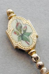 Exquisite LG Victorian Slide Charm Hand Painted Enamel Both Sides Tassels Low Kt
