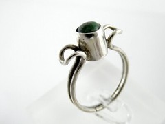 Vintage Unmarked Sterling Silver Chrysocolla Ring Size 8.25 Weighs 2.9g