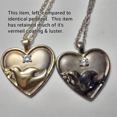 Vtg GORHAM STERLING Heart Pendant Peace Dove IOB COA Serenity Prayer EUC 🙏