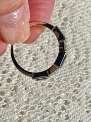 VINTAGE Blue Baguette & Quartz Round Half Eternity Band Silver SIGNED -SIZE 6.75