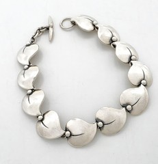 Niels Erik From of Denmark Sterling Flora Fauna Link Bracelet Circa 1940s/1950s