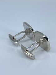 Cufflinks Mother of Pearl square flat MOP polished silver tone 7/8″