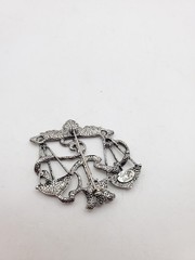 Vintage Cookie Lee Libra Scales Brooch Zodiac Horoscope Astrology Silver Tone 2″