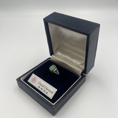 Vintage Pt850 Solid Platinum Green Jadeite Diamond Ring 5.5g Size 6.25 Japan