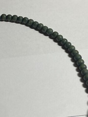 Vintage Wood Bead Necklace Dark Green Black 22.5” White Thread Spring Ring