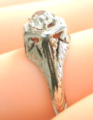 Art Deco Antique 1920’s Diamond Engagement 18K White Gold Ring Size 6.5 EGL USA