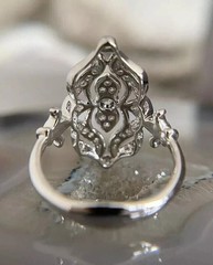 Art Deco Vintage Style Round Lab Created Diamond 14K White Gold FN Wedding Ring