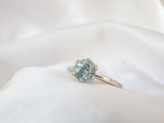 Vintage Sterling Silver 925 Heated Natural Blue Topaz Solitaire Ring Size 8