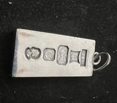 925 Sterling Silver Ingot Queen Elizabeth 1977 Jubilee Hallmark Pendant Vntg