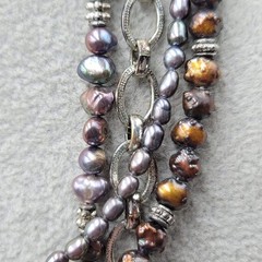 Vintage Multiple Strands PEARLS Bead Necklace Silver tone 18″