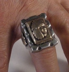 Mexican Biker Ring Native American Indian Head Warpath Vintage
