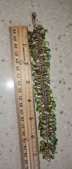 Vintage Mid Century Natural Peridot Chip Fringe Bracelet & Earrings Set
