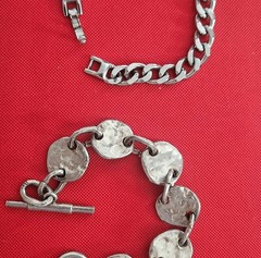 Vintage Monet Silver Tone Chain Bracelet (19cm) & Biche de Bere Brutalist (20cm)