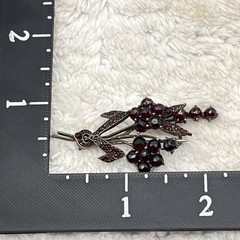 Antique Bohemian Garnet Brooch Flower Pin Tube Hinge C Clasp AS IS 2.25″
