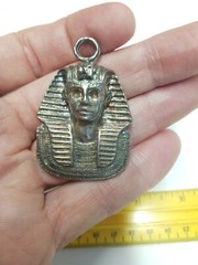 Vintage King Tut Medallion Necklace Head Large Egyptian King Tut Statue Figurine