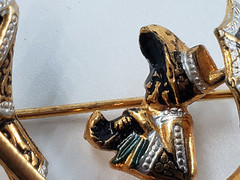 Vintage Damascene Gondolier Oarsman & Woman, Spain, 2″ X 1.25″