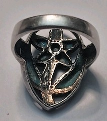 Vintage Size 9 Sterling Silver Marcasite & Blue Enamel Flower Ring