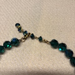 VINTAGE CLASSIC GREEN AURORA BOREALIS NECKLACE – Strung On Chain, 14” Plus 3”