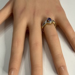 14k Yellow Gold Oval Cut Tanzanite & Round Natural Diamonds Ring Sz 8
