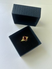 Vintage Red Cubic Zirconia Ring Gold Plated Womens Size 9.5